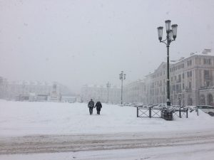 Neve in piazza Galimberti