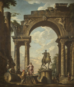 Giovanni Paolo Pannini Capriccio con la statua equestre di Marco Aurelio