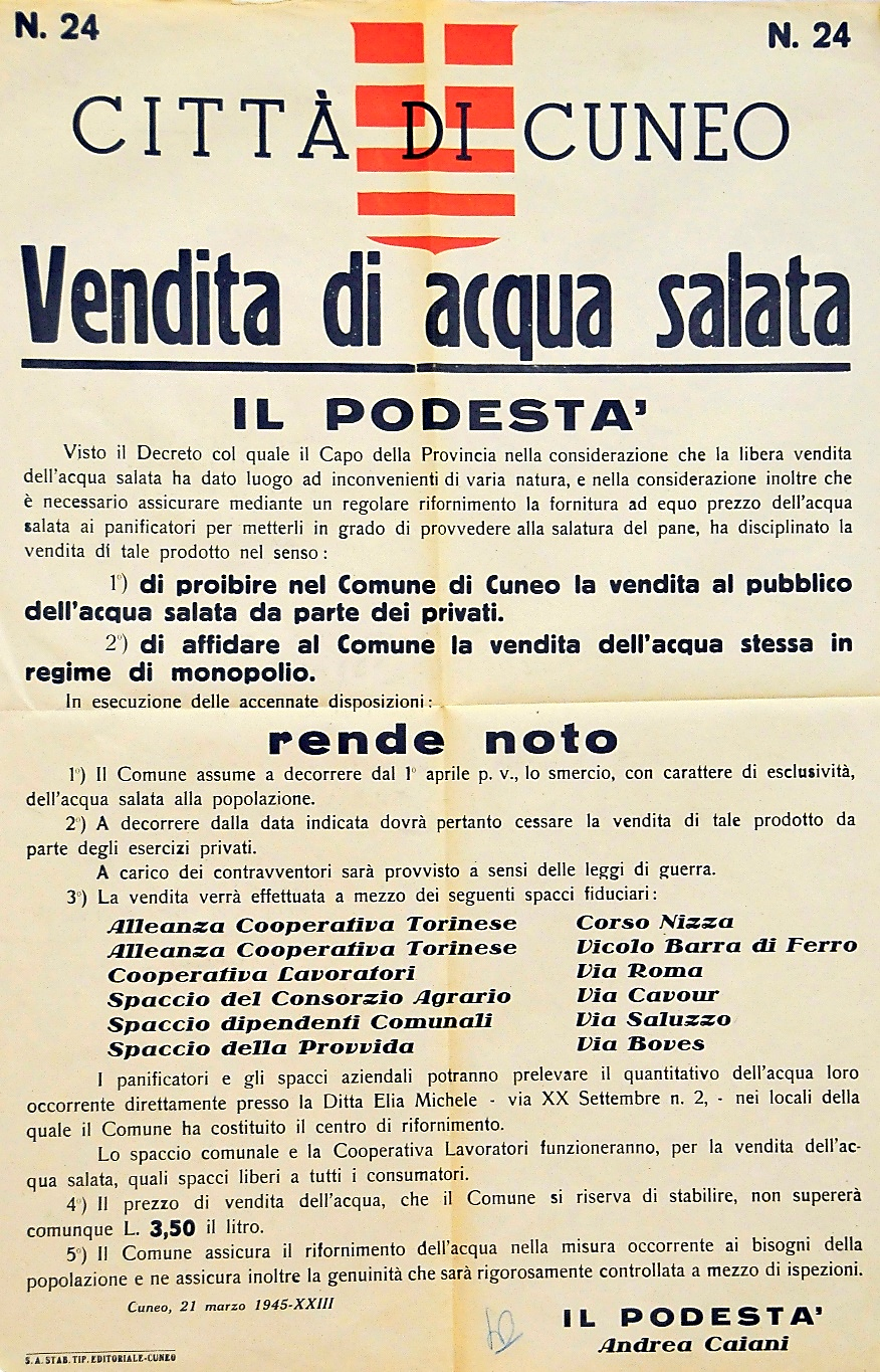 manifesto vendita acqua salata