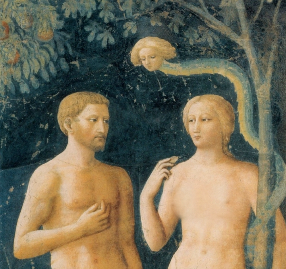 1 - La tentazione di Adamo ed Eva; Affresco (particolare); Masolino d’Amico; 1424-1425; Chiesa di Santa Maria del Carmine; Firenze.