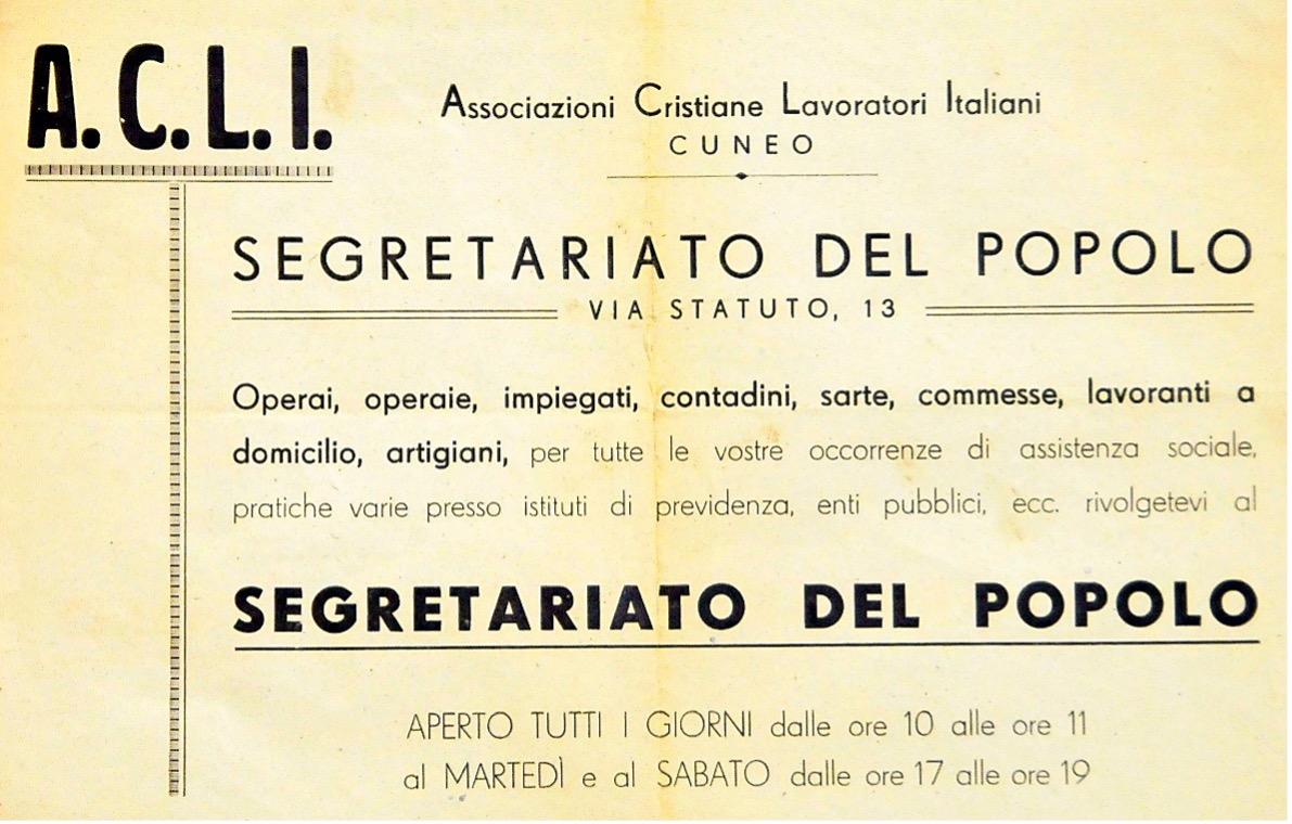 acli segretariato del popolo Cerutti rubrica sui muri di cuneo